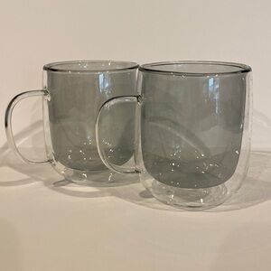 Coffee cups Set of 2 Double wall Coffee cup holds 16 ounces tinted inner wall